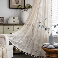 Crochet Cutout Curtains For Living Room Modern Sheer Curtains For Bedroom Curtain For Children Window Drapes With Tassel