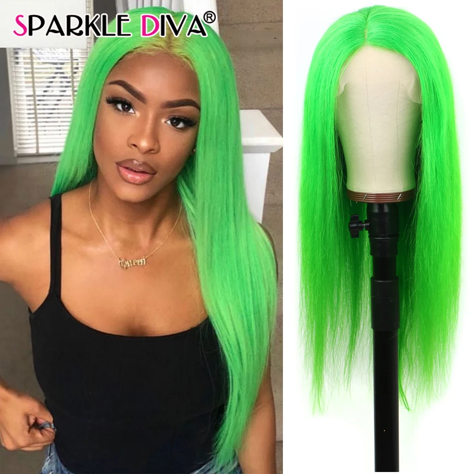 

Pink Blue Green Colored Human Hair Wigs Straight Lace Front Human Hair Wigs 150 Remy Brazilian 13x1Lace Front Wig 613 Blonde Wig