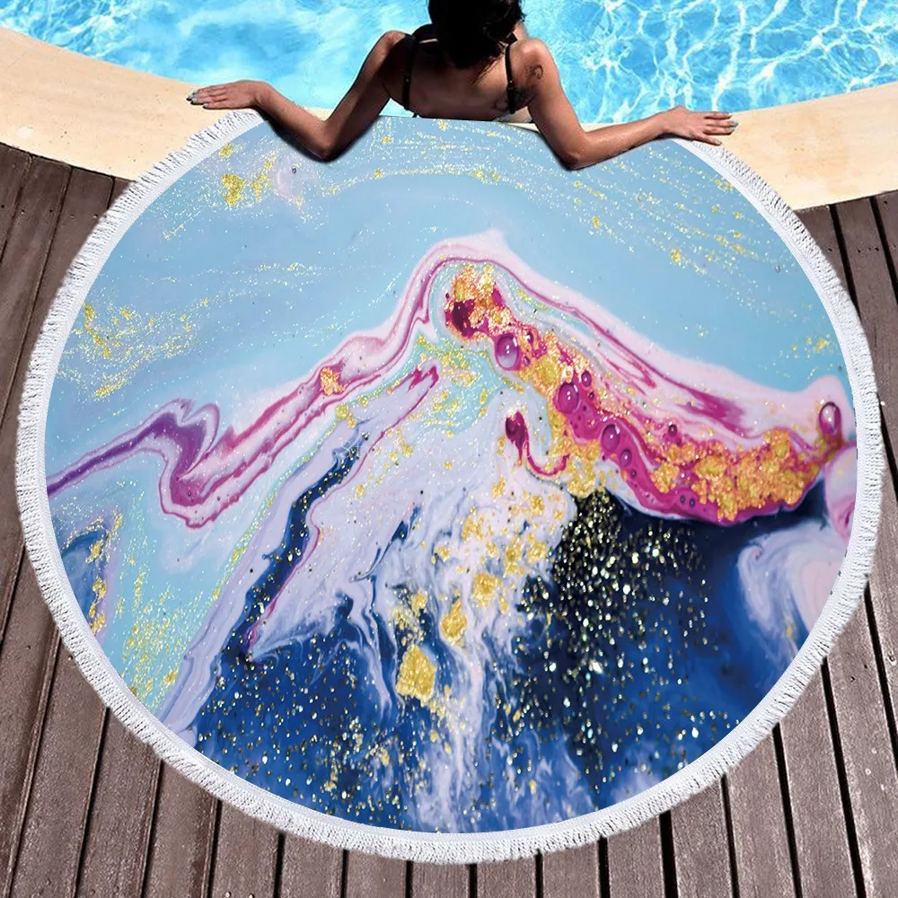 

Новые мраморные бахромные круглые наклейки из микрофибры для путешествий компрессионные Детские Банные полотенца для взрослых