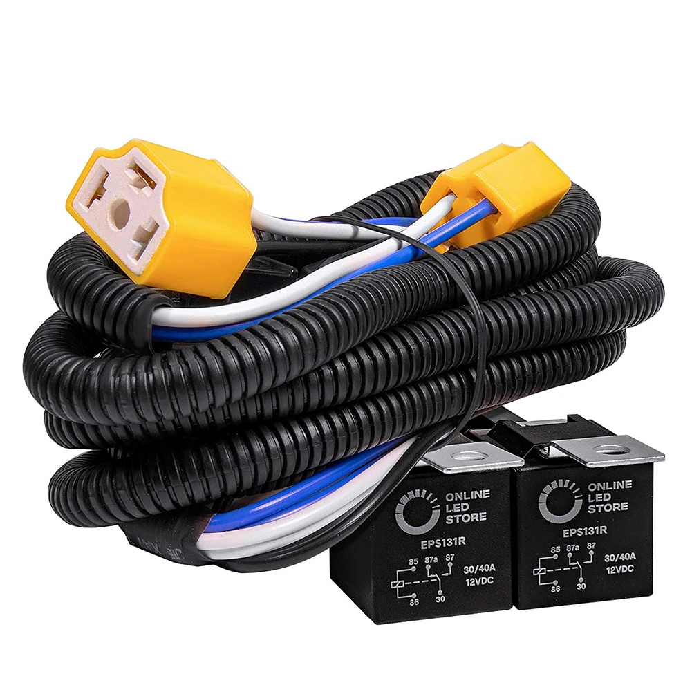 

H4 Headlight Relay Wiring Harness System 2 Headlamp Light Bulb Fix Dim Light