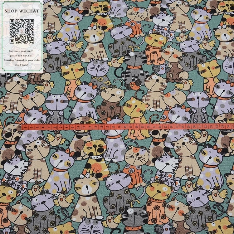 145 * 90CM Face Adorable Cat Print Cotton Canvas Handmade DIY Fabric Children Kindergarten with Sofa Home | Аксессуары для одежды