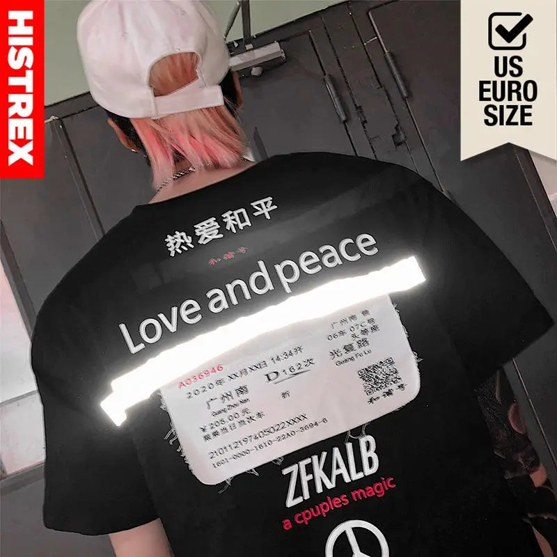 HISTREX Светоотражающая японская Посадочная полоса Мужская футболка в стиле хип хоп