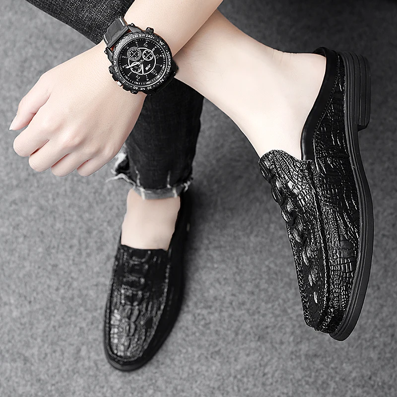 Мокасины мужские из натуральной кожи мягкие лоферы без застежки Повседневная