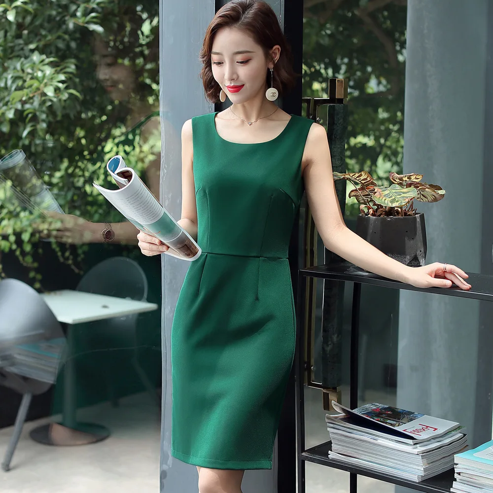 Женский офисный костюм из 2 предметов блейзер с длинным рукавом и платье без