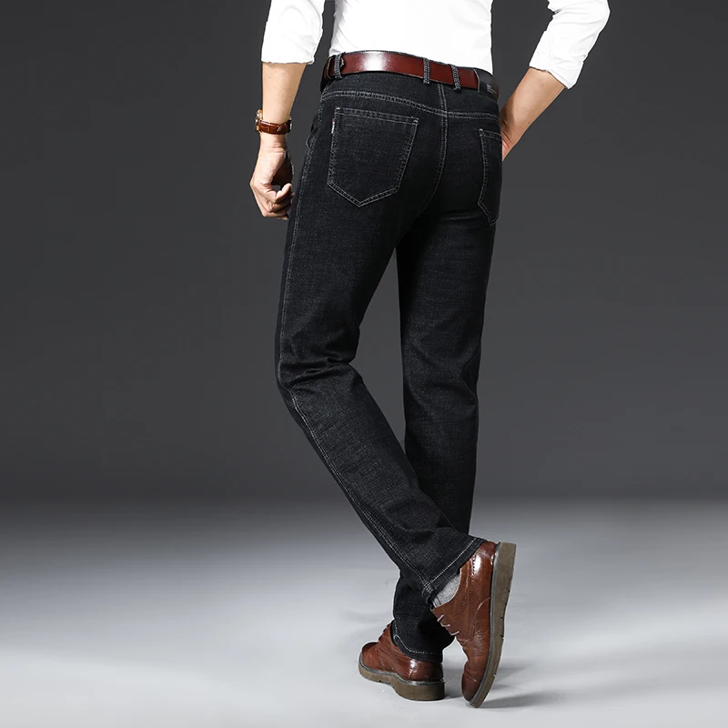 Men's Blue Black Stretch Casual Jeans 2021 Autumn Winter Business Straight Denim Pants Plus Size 40 Male Fashion Brand Clothing