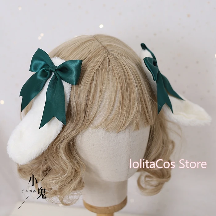 

Multicolor Sweet Lovely Lolita Lop Ear Rabbit Hair Clip Kawaii Hair Clip Japanese Soft Girl Plush Bow KC Hair Clip Headdress