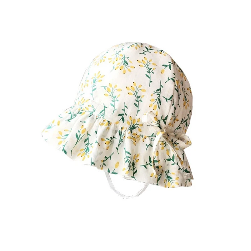 

Baby Cotton Floral Printing Sun Hat Infant Wide Brimmed Bonnet Newborn Photograpy Props Head Accessory