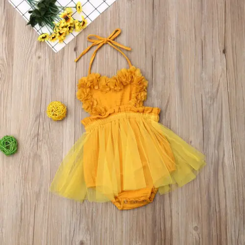 

Goocheer 2020 0-18M Cute Newborn Baby Girl Sleeveless Backless Strap Tutu Skirted Romper Jumpsuit One Pieces Summer Clothes