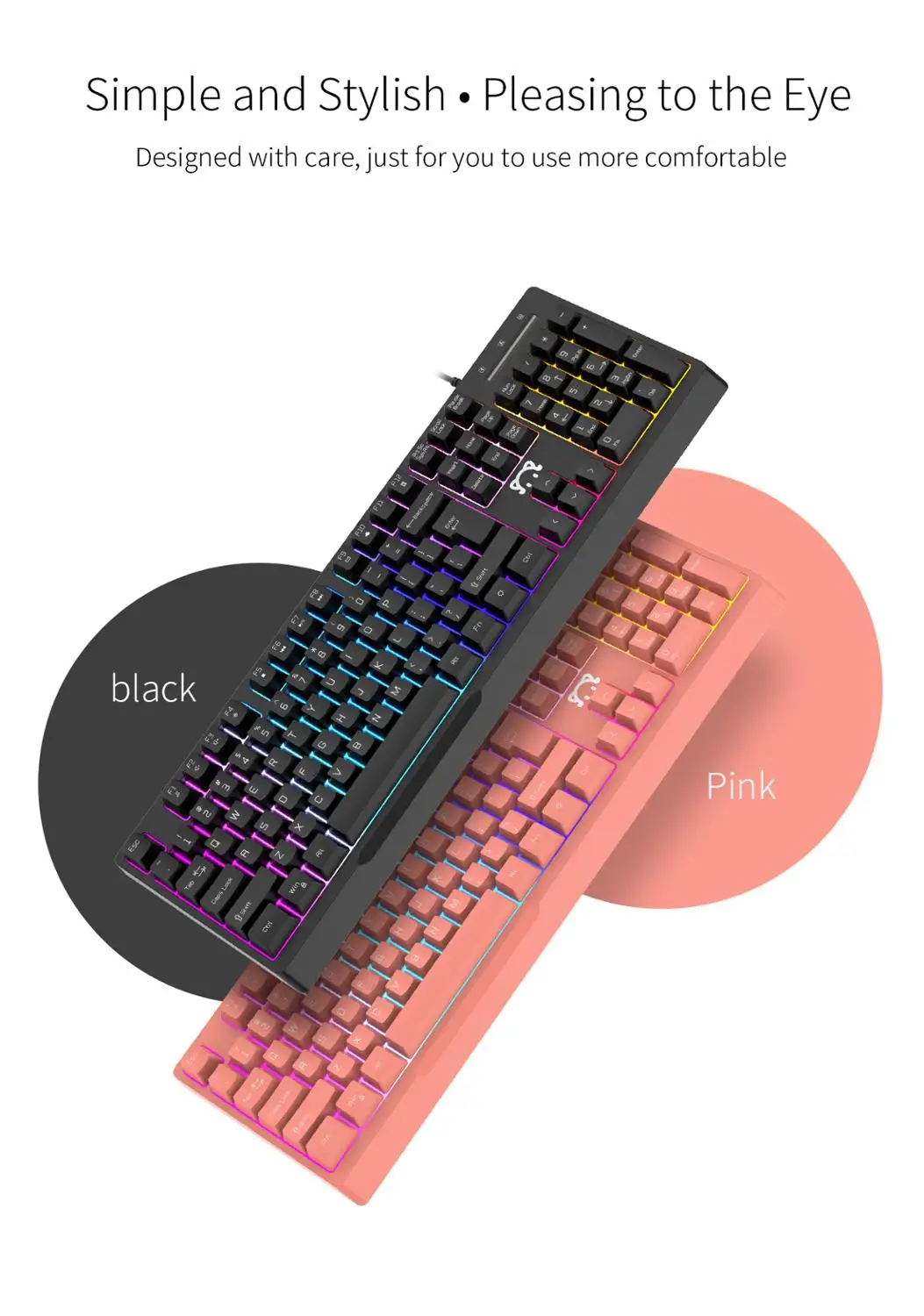 

Популярная Игровая клавиатура RGB, эргономичная мембрана с 19 клавишами для механической неустойчивой проводной стандартной клавиатуры с 104 ...