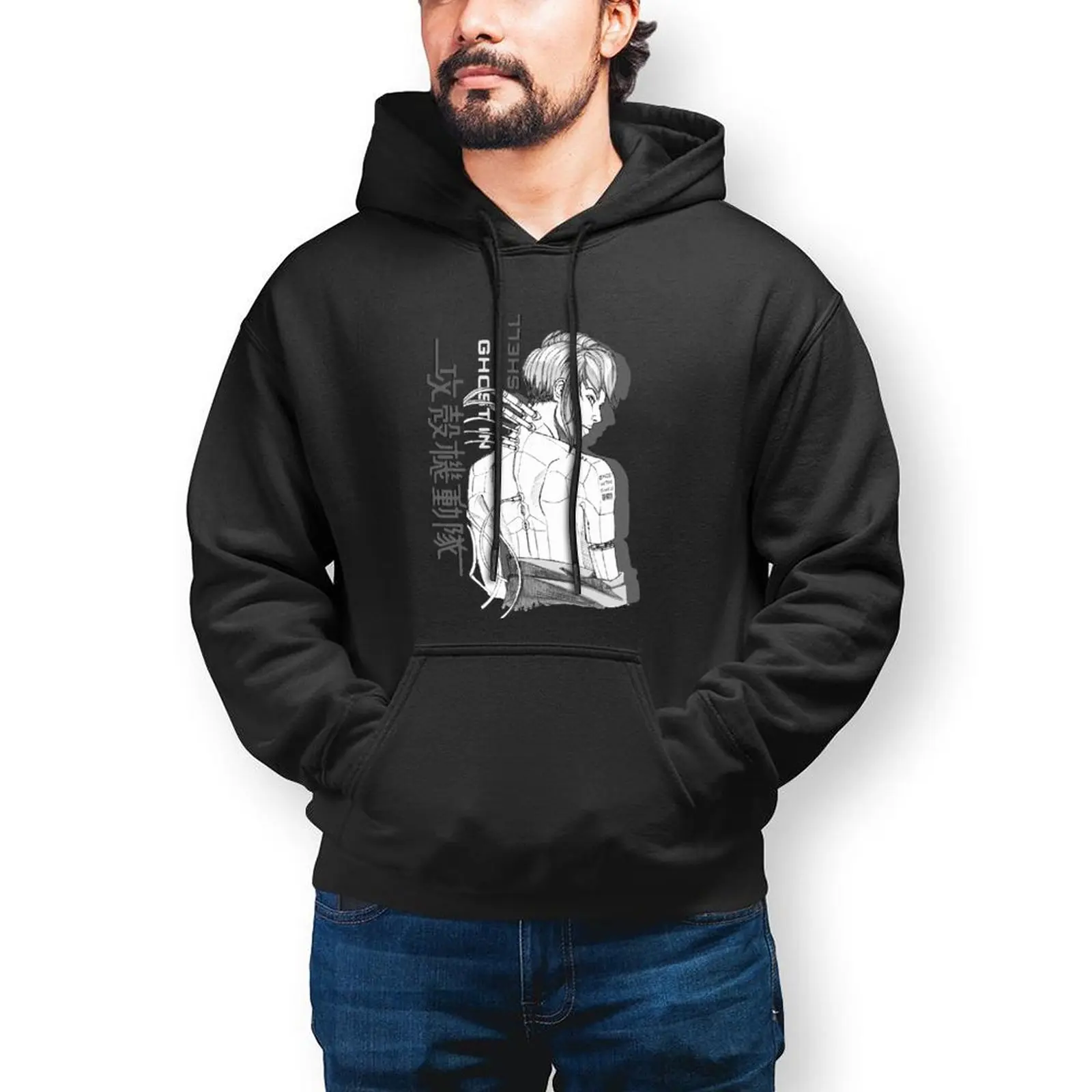 

Ghost In The Shell Hoodie Cool Long Sleeve Cotton Hoodies Mens Winter Loose Pullover Hoodie XL