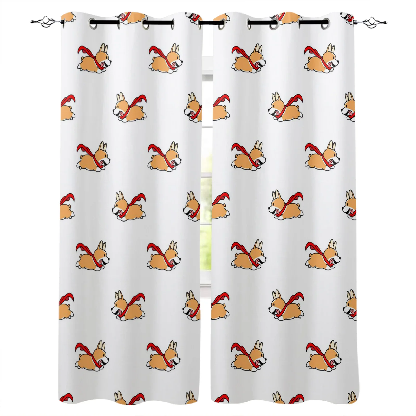 Занавеска на окно с изображением животных из мультфильмов милая собака корги s