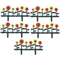 plastic trimmed garden wooden fence lawn flower bed plant border decorative sunflower landscape road slab 5pc