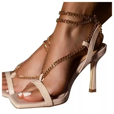 

high 21-year summer Sandals women's heels, chains, sexy stilettos, goddess sandals, large size women's shoes. 2021 women sandals