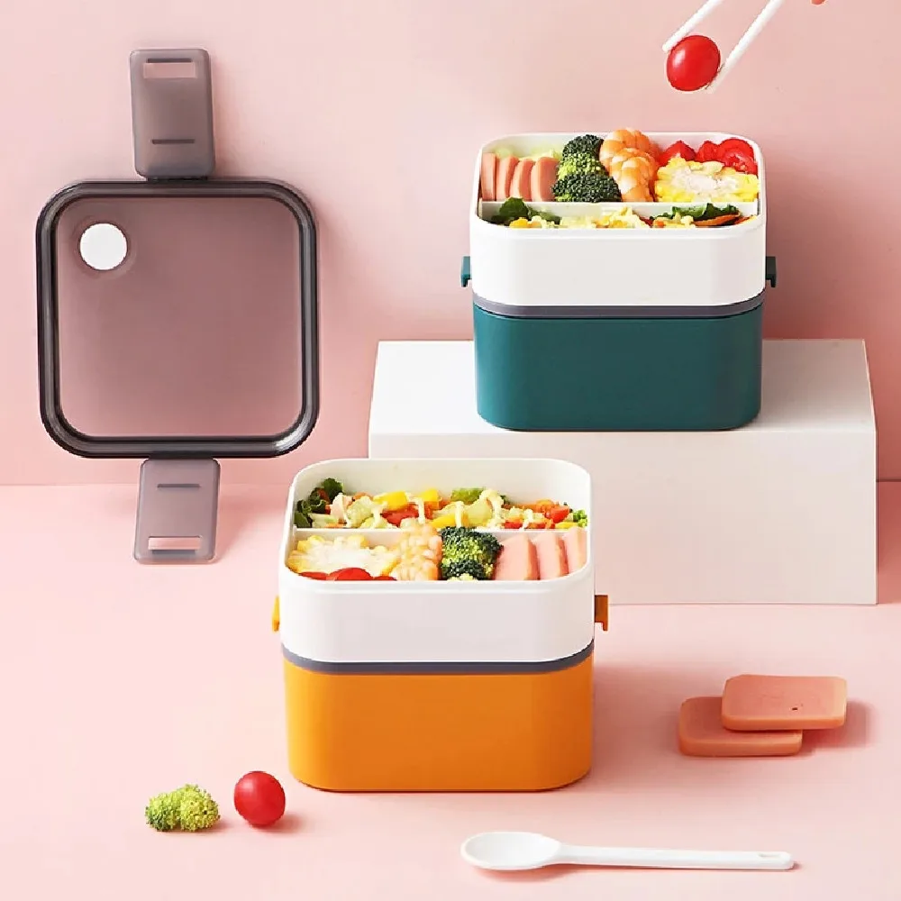 

Бытовая простая коробка для обедов Bento с подогревом для микроволновой печи, Ланч-бокс с посудой, независимая портативная Изолированная Ланч...