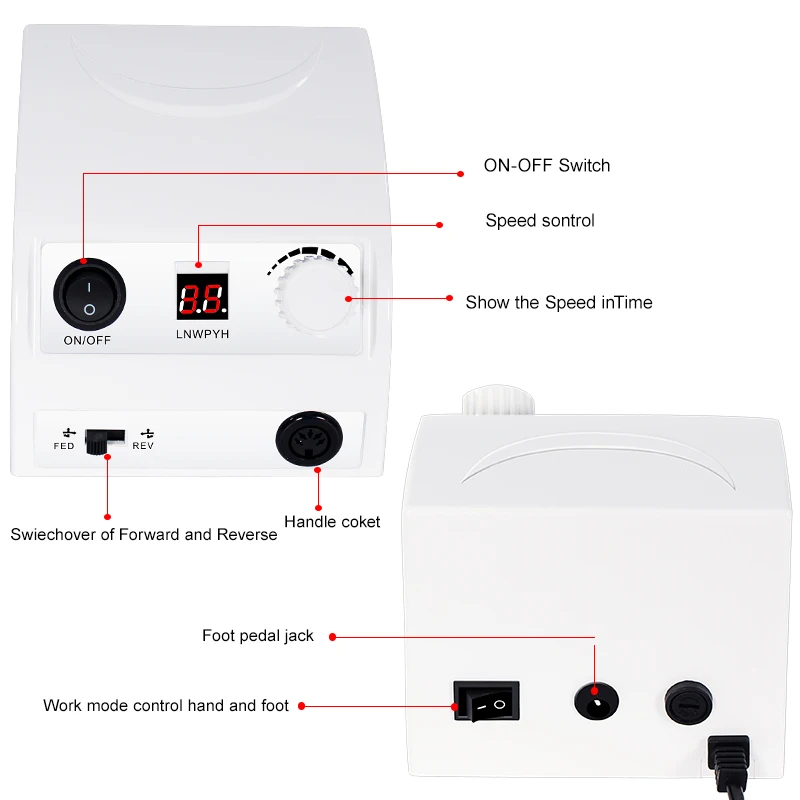 Электрическая машинка для маникюра и педикюра 35000/20000 об./мин. 6