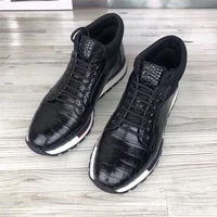 autumnwinter style authentic real crocodile belly skin mens casual sneakers genuine alligator leather male lace up high shoes