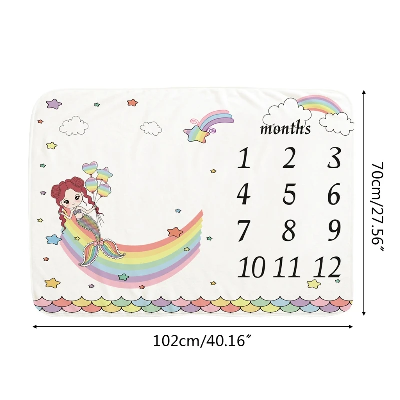 

Baby Monthly Record Growth Milestone Blanket Newborn Soft Flannel Swaddle Wrap Photography Props Creative Background