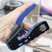 cncob rj45 pass through crimper tool ethernet network crimping tool wire stripper cutter for cat6a cat5
