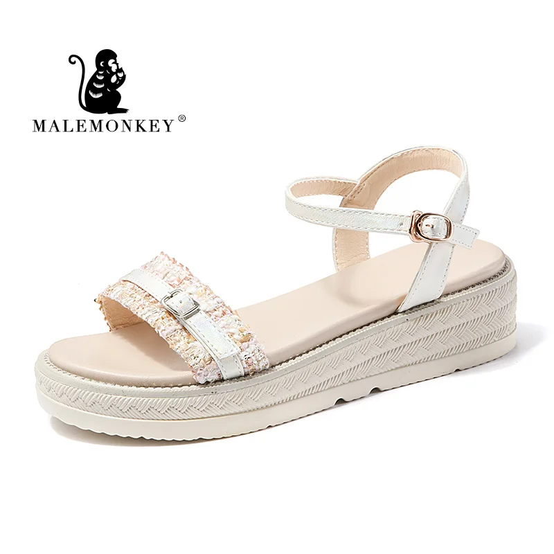 Модные женские босоножки на танкетке в богемном стиле из искусственной кожи