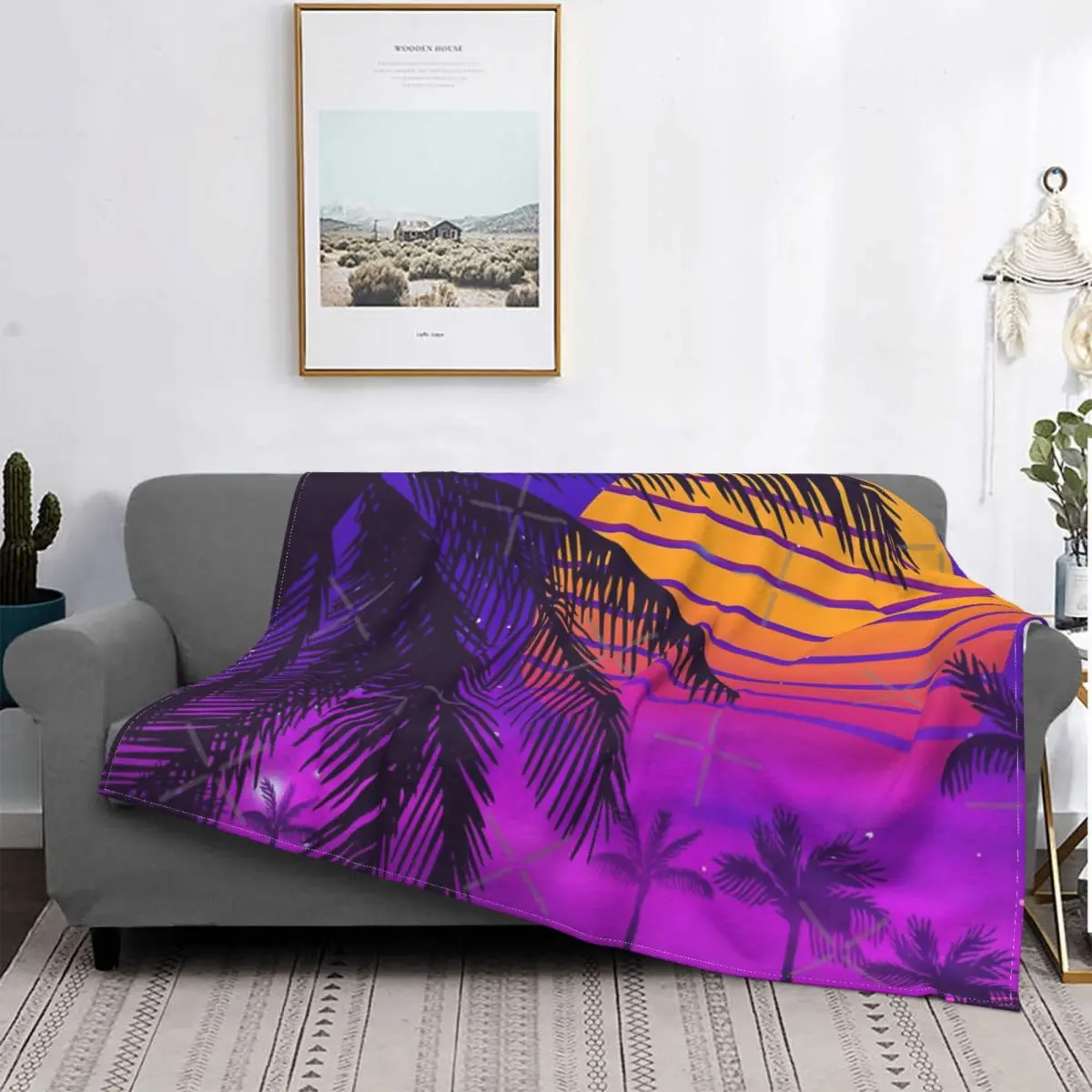 

80S Sunset Synthwave Blanket Bedspread Bed Plaid Bed Cover Anime Plaid Hoodie Blanket Plaids And Covers