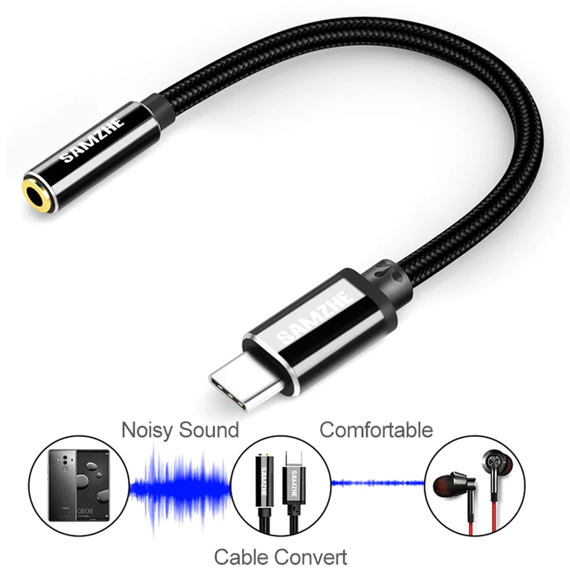 SAMZHE Type C to 3 5 Jack кабель для наушников USB мм AUX адаптер Huawei mate 10 P20 pro Xiaomi Mi 6 8 Nubia| |