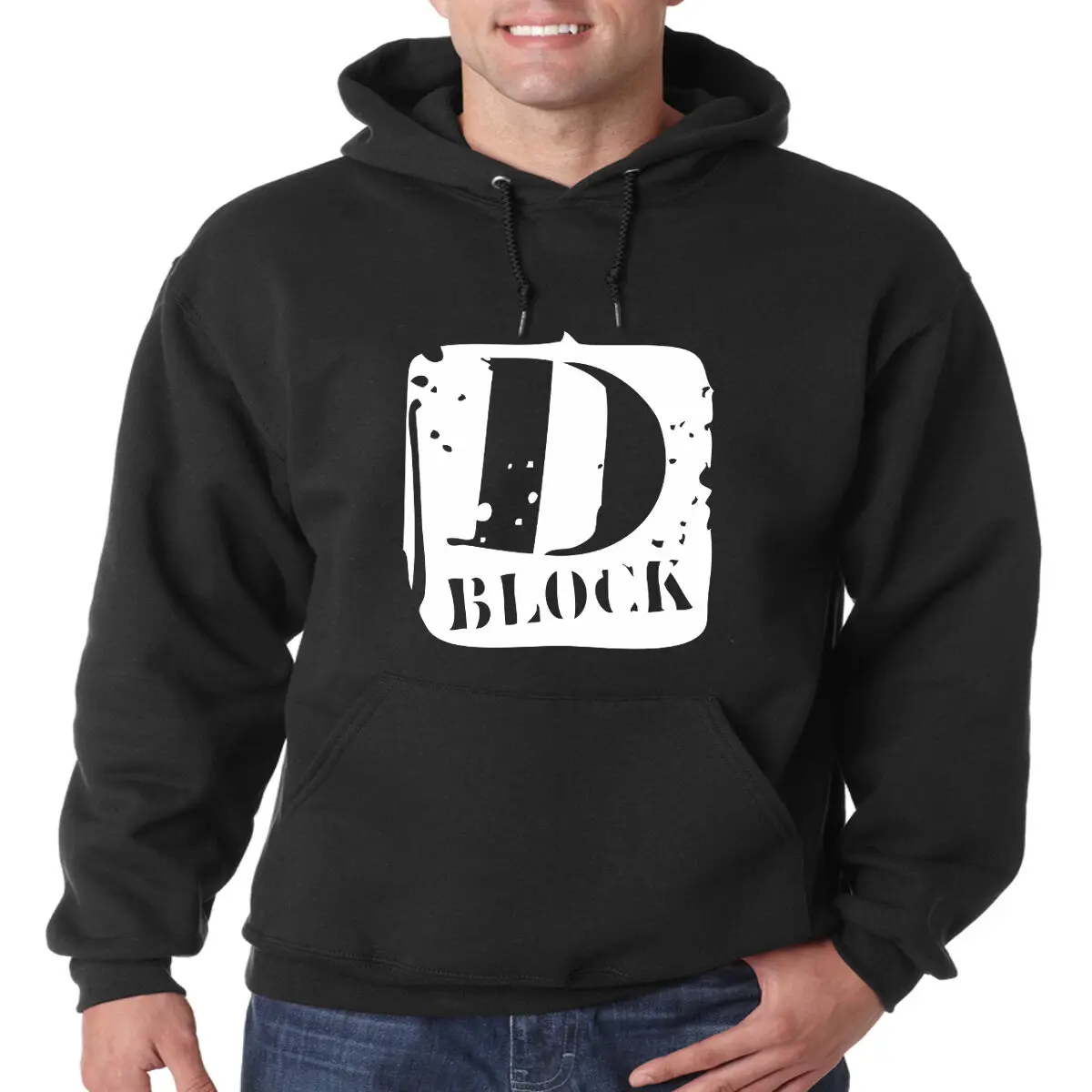 Толстовка с логотипом D Block мужская длинным рукавом в стиле ретро|Мужские