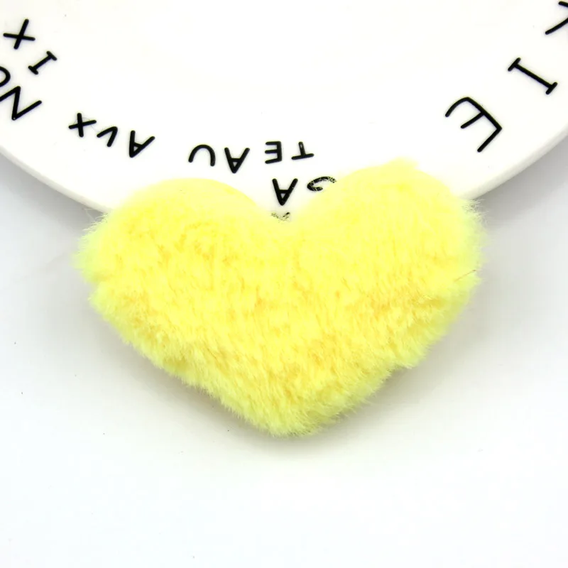 yellow 7 шт., 5*6,5 см, пушистый фетр в форме сердца, мягкая аппликация для детей, украшение для волос, заколка для волос, украшение для рукоделия, аксессуары - Цвет: yellow