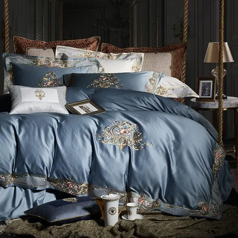 49 100% Египетский хлопок Королевский Комплект постельного белья Белый Серый