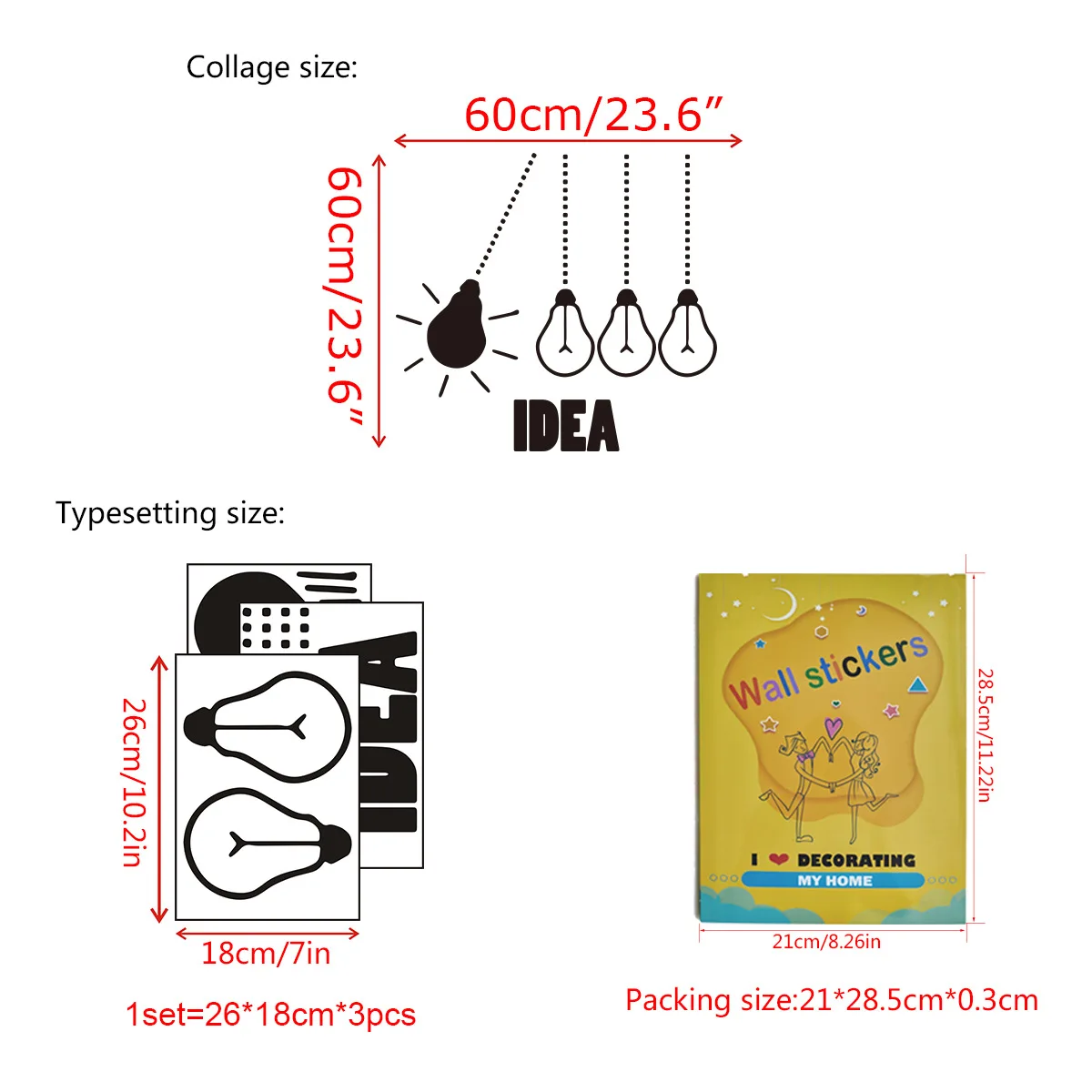 

Color Box Packaging Lamps English Vinyl Creative Wall Stickers Home Decoration Wall Stickers