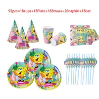 90pcs sponge bob baby shower party decorations set cupcake toppers banners balloons for kids birthday boy disposable tableware