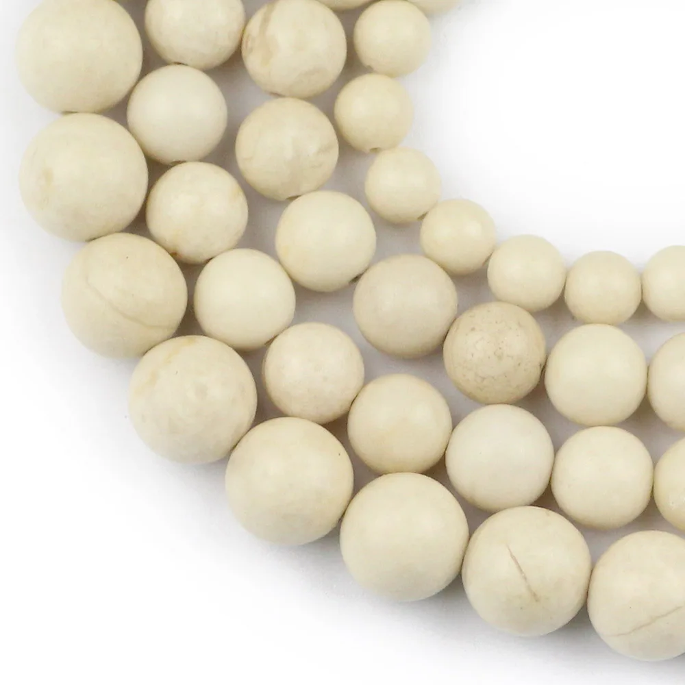 HGKLBB Rice white Natural Stone Ancient Fossils Round Spacer Loose Beads For Jewelry making 6/8/10MM DIY Bracelet Accessories | Украшения и