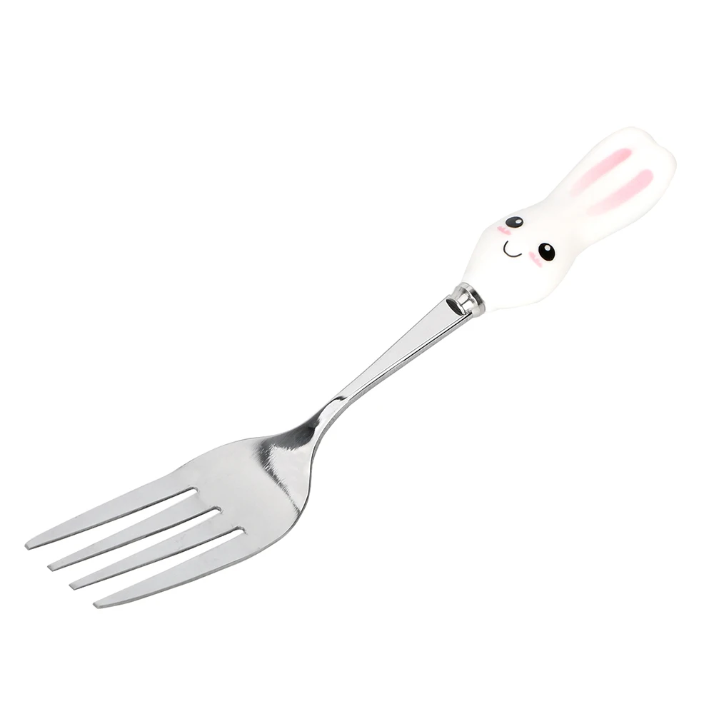 

Cartoon Rabbit Carrot Dinnerware Stainless Steel Children Dinnerware Set Baby Kids Feeding Tools Cute Baby Safety Spoon Fork