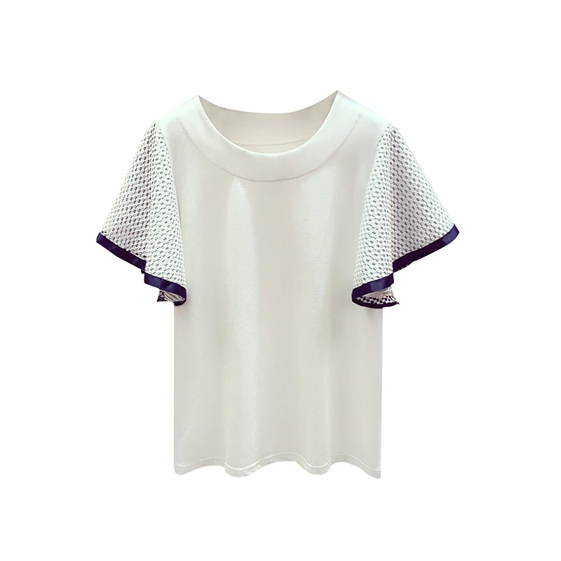 

Women's O Neck Ruffles Short Sleeves Cotton T-Shirt Tee 2021 Summer Girls Pullover Casual Tops Tees A2644