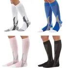 Женские велосипедные чулки, Длинные мужские носки для бега, компрессионные футбольные носки со слоганами для занятий спортом на открытом воздухе
