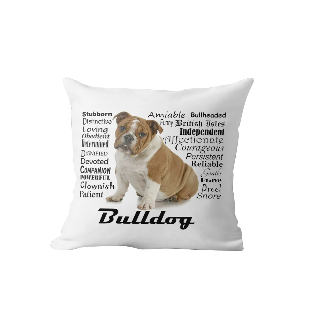 Bulldog Cushion Cover Home Decorative Pillow Case