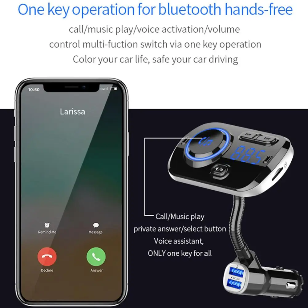 Автомобильный FM-передатчик CDEN музыкальный mp3-плеер аудиовыход aux Bluetooth 5 0 приемник