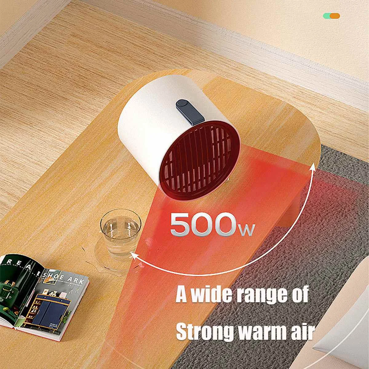 

500W Mini Electric Heater Portable Desktop Fan Heater PTC Ceramic Heating Warm Air Blower Home Office Warmer Machine in Winter