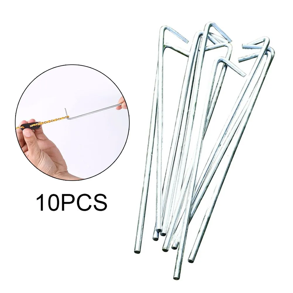 

10pcs/Lot 16cm Tent Pegs Galvanised Iron Round Tent Stake Silver Heavy Duty Tent/Camping / Gazebo / Tarpaulin Pegs Hooks