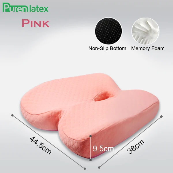Pink1Piece PurenLatex Memory Foam медленный отскок давления Ортопедическая подушка cockyx автокресло предотвращает геморрой лечения подушки на стул - Цвет: Pink1Piece