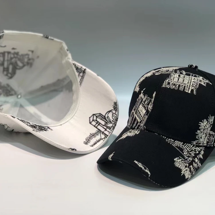 

Delicate embroidery scenery fisherman hat female new sunshade hat male leisure baseball cap celebrity basin