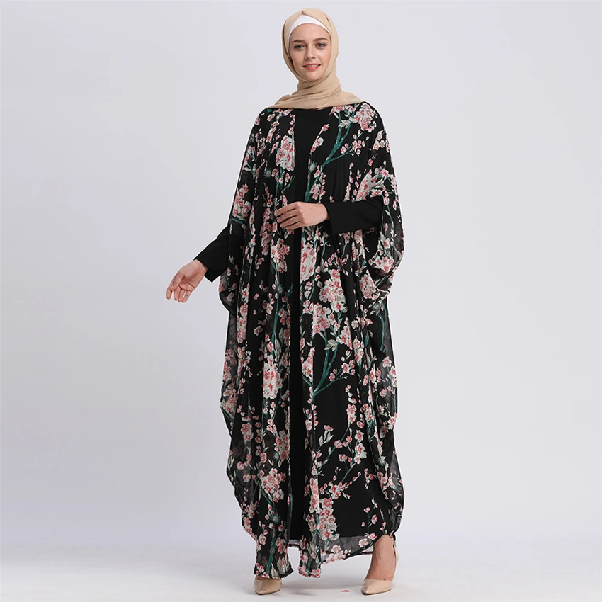 Женский исламский мусульманский кардиган 5 цветов цветочный принт Caftan турецкий