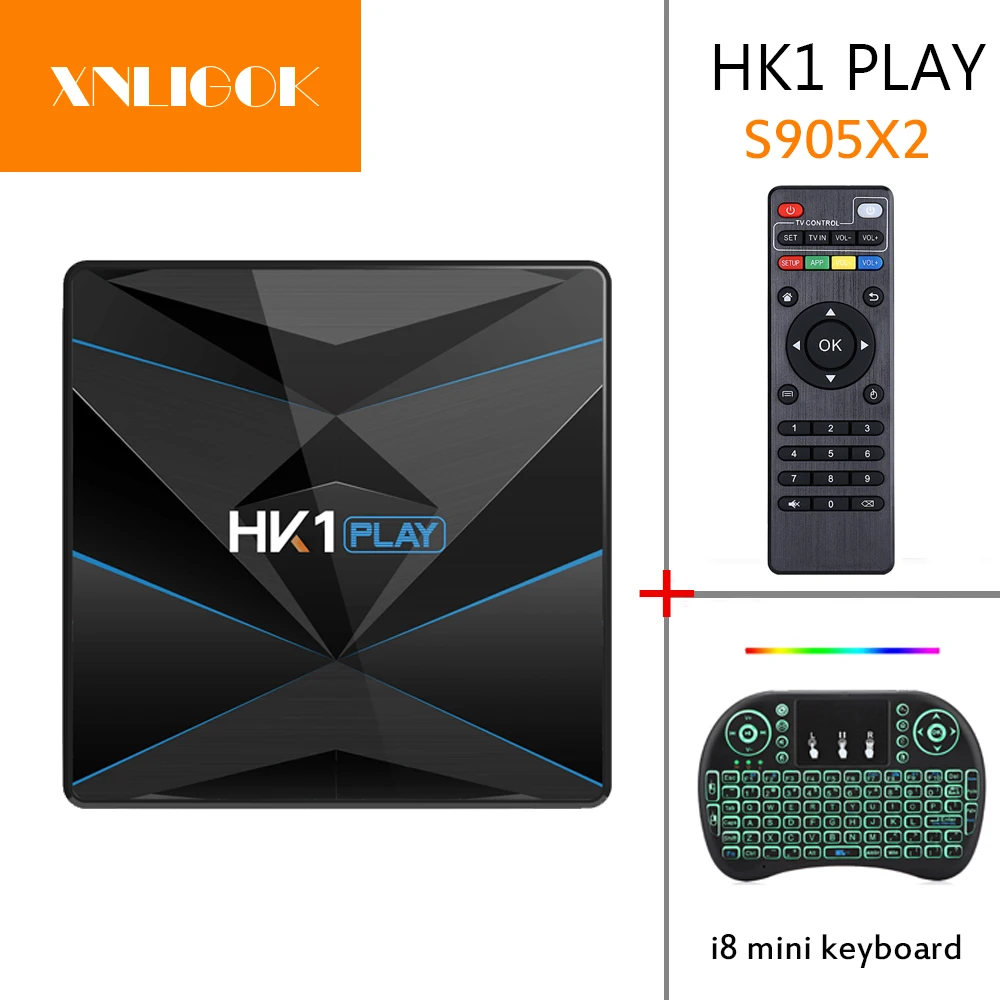 Приставка Смарт-ТВ HK1 PLAY Android 9 0 4 ядра 64 бит 2 ГГц и 5 Двойной Wi-Fi BT4.0 Гб + 16 ГБ/4 32