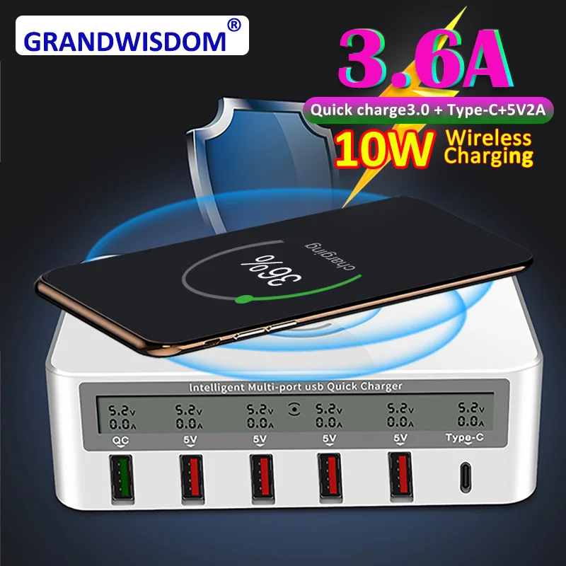 Зарядное устройство GRANDWISDOM с функцией умной зарядки QC 3 0 USB|Зарядные устройства