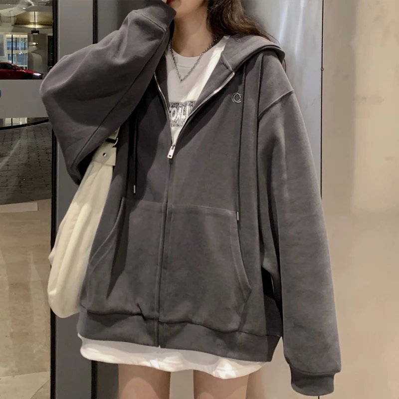 

Loose Thin Women Baseball Uniform Jacket 2021 Spring Summer New Fashion Ins Korean Style Leisure Solid Color All-Match Hoodies