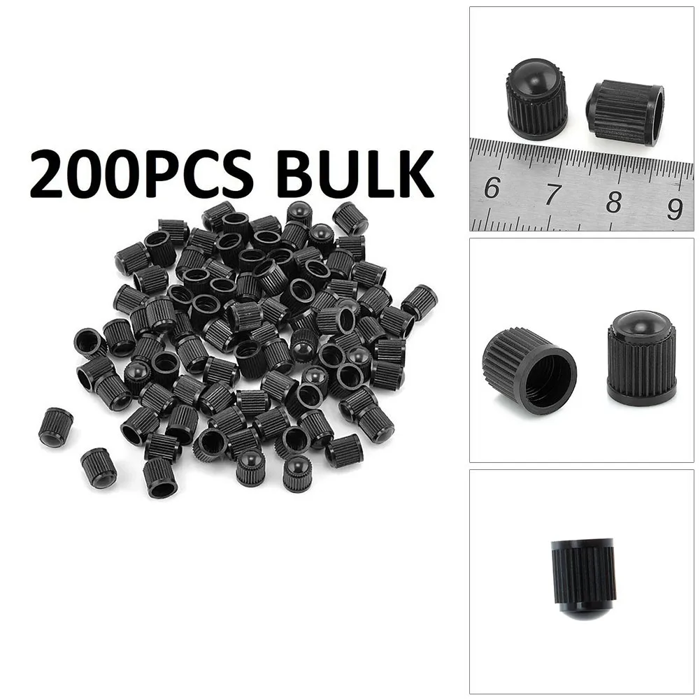 

200PCS Universal Car Tyre Valve Black Bike Tyre Plastic Cover Dome Shape Dust Valve Car Tire Valve Cap 1*1.3cm