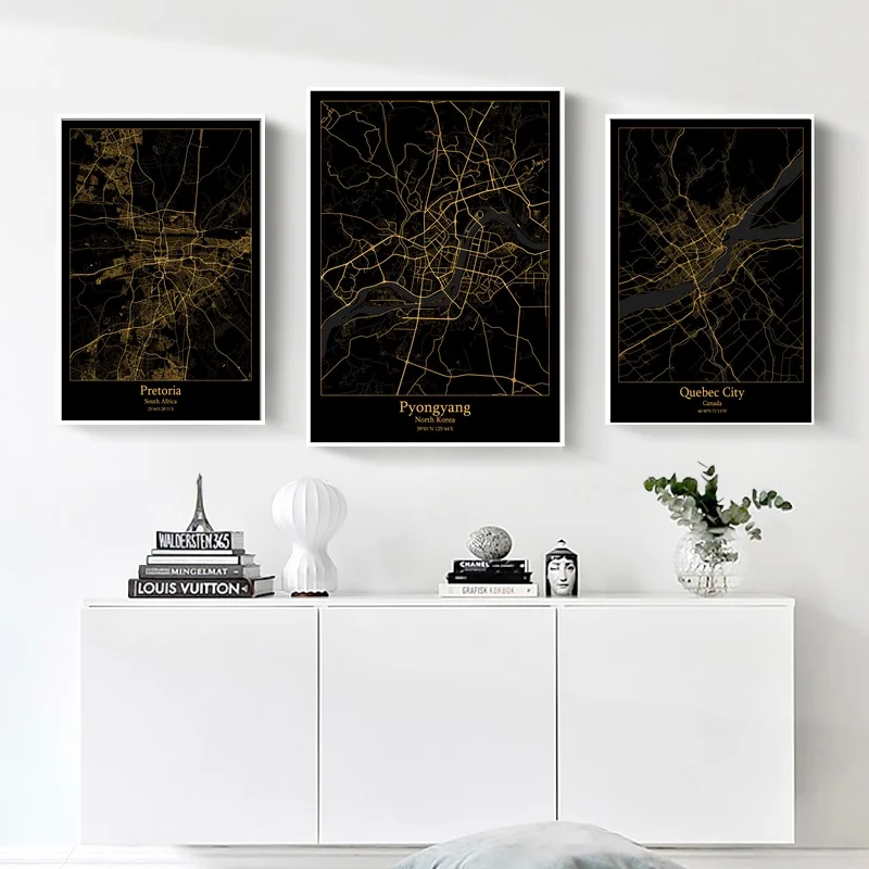 Претория Южная Африка пхенъян Северная Корея Квебек карта канады холст постер