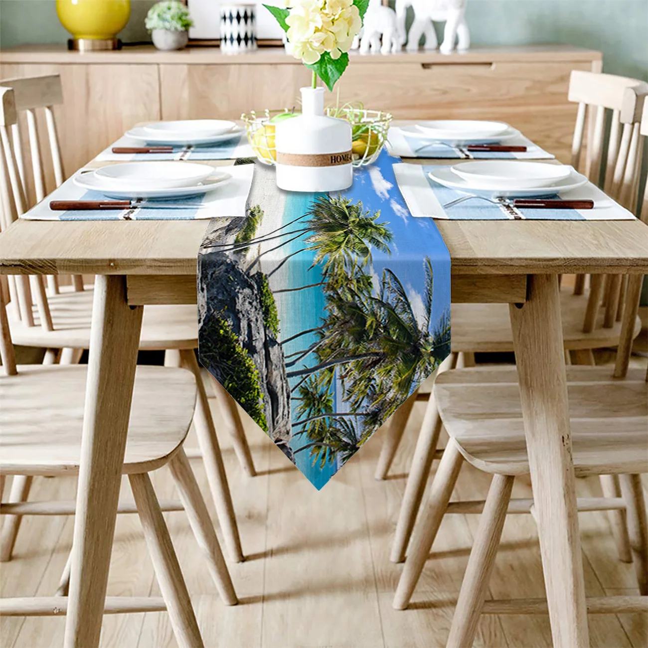Пляжный лес тропические деревья небо стол бегунок комод шарфы кухонный бегуны