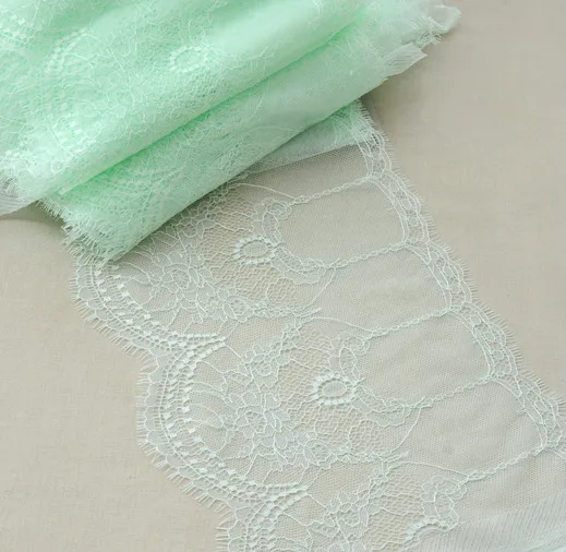 

22CM Wide Water Green Eyelash Embroidery Beautifully Decorated Lace Soft Skirt