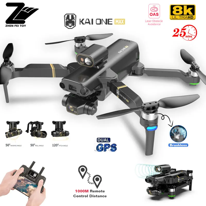 

NEW KAIONE MAX GPS Drone 8K HD 4K Professional Camera 3-Axis Gimbal Automatic Obstacle Avoidance Brushless RC Quadcopter Dron