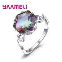 fashion luxury cubic zircon stone ring 925 sterling silver wedding jewelry promise crystal engagement rings for women